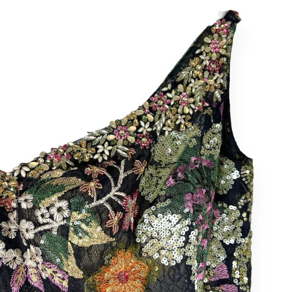 Mac Duggal Embellished Floral One Shoulder Gown 49574 Black Multi Size 0 - Picture 7 of 14